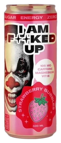 I Am F**ked Up Strawberry Bubbles energy drink can, 330ml